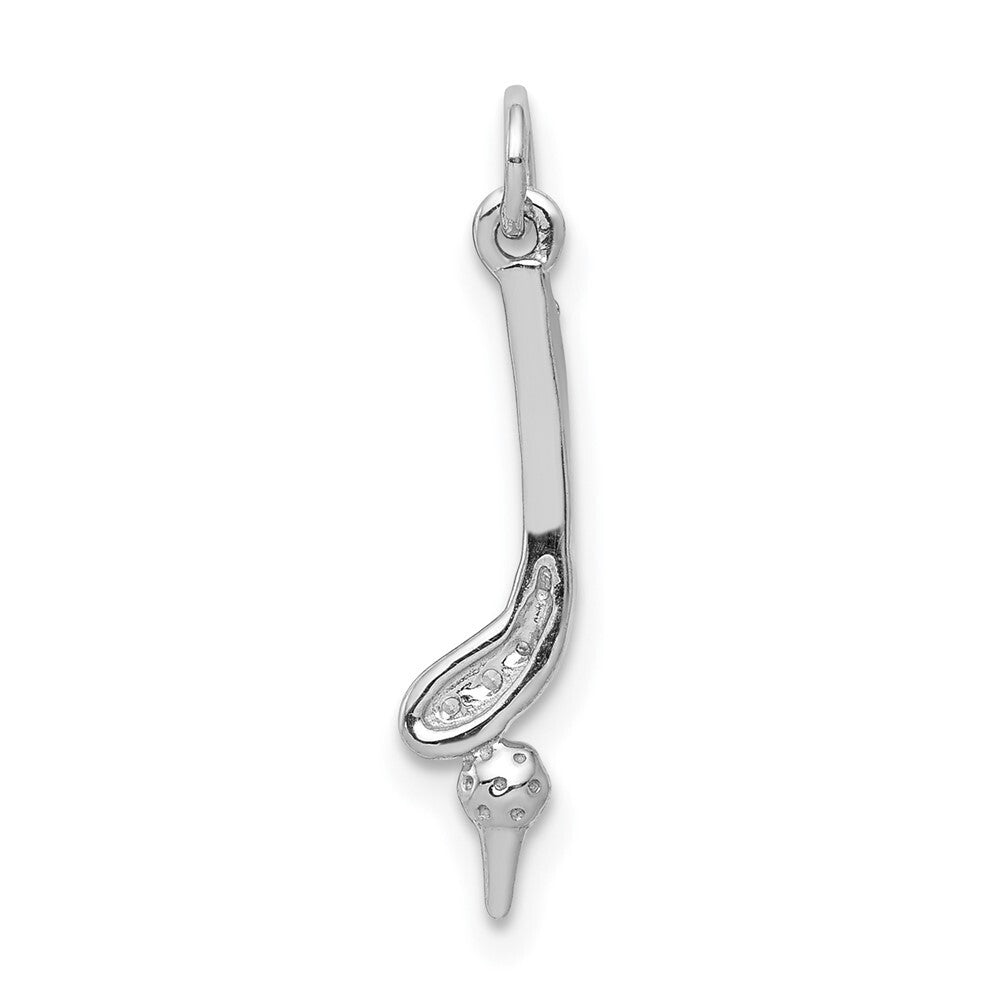 14k White Gold Diamond Golf Club and Ball Pendant for Women