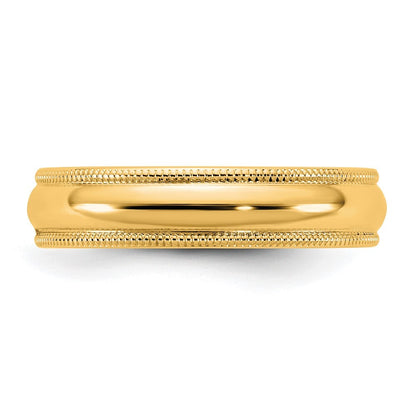 14K Yellow Gold 4.5mm Milgrain Half Round Band Size 6