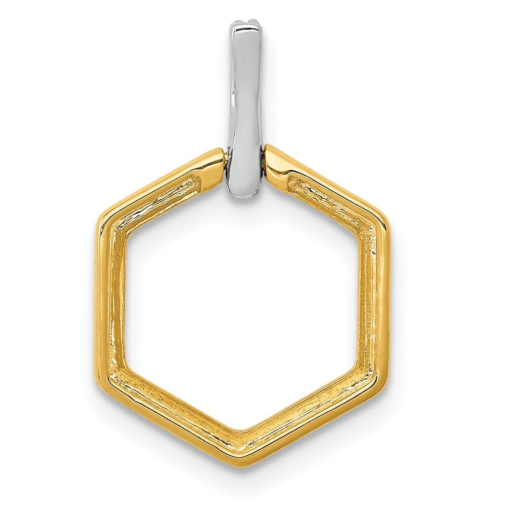 14k Two-tone Gold 1/20ct. Diamond Fancy Hexagon Pendant for Women