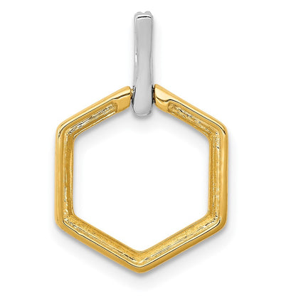 14k Two-tone Gold 1/20ct. Diamond Fancy Hexagon Pendant for Women