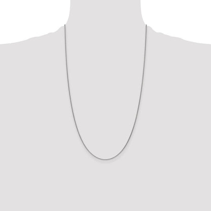 14K White Gold 26 inch 1mm Round Open Link Cable with Lobster Clasp Chain