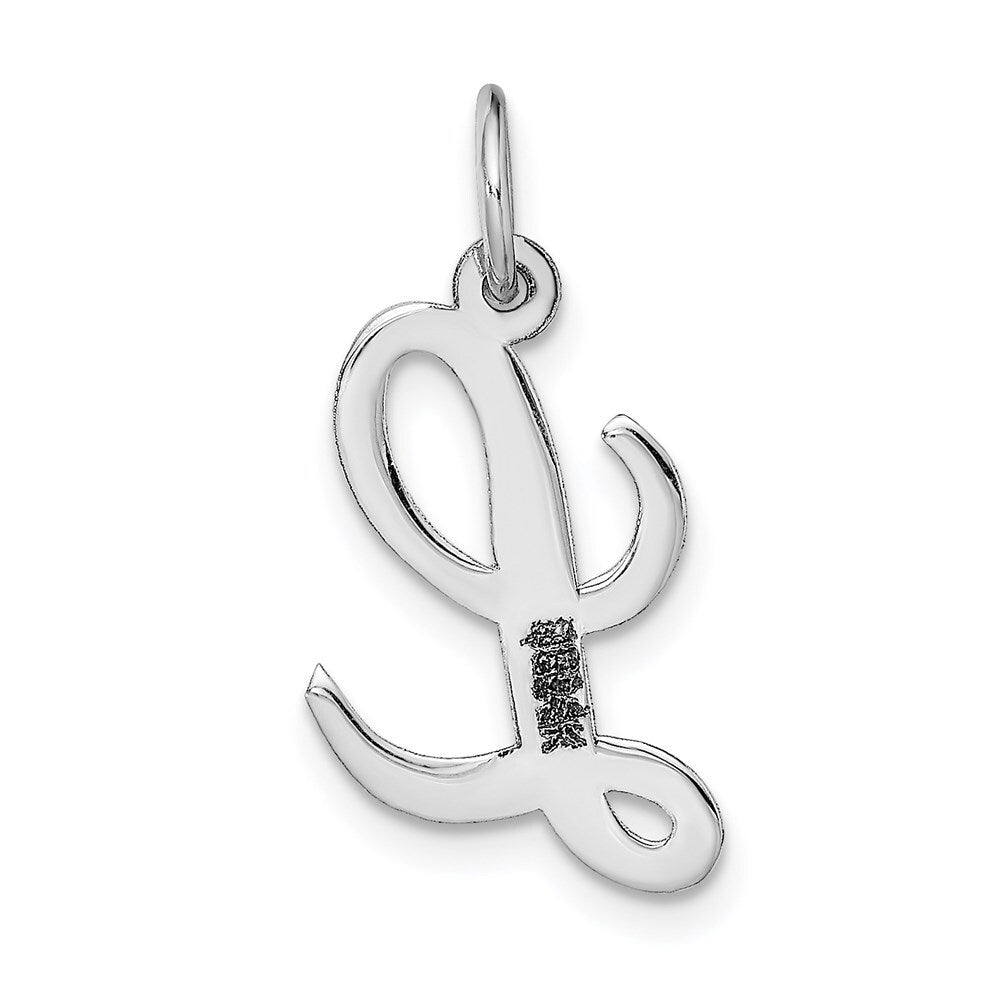 14k White Gold Medium Script Letter L Initial Charm Pendant for Women
