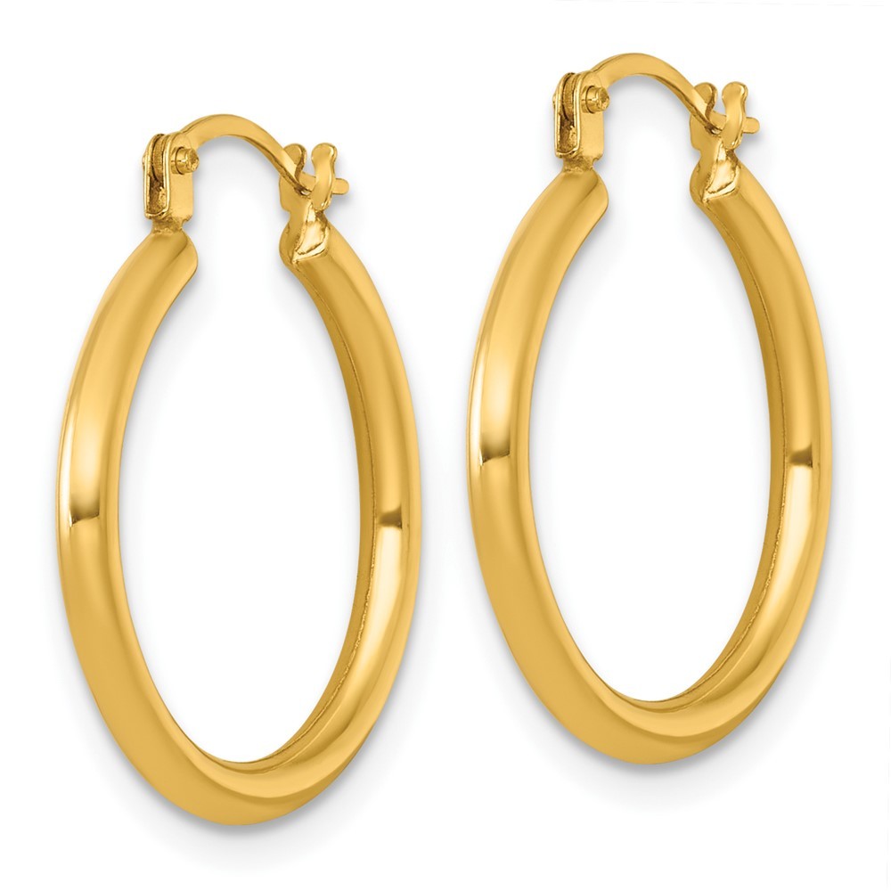 14k Yellow Gold Polished 2.00 x 20.00mm Round Tube Hoop Earrings