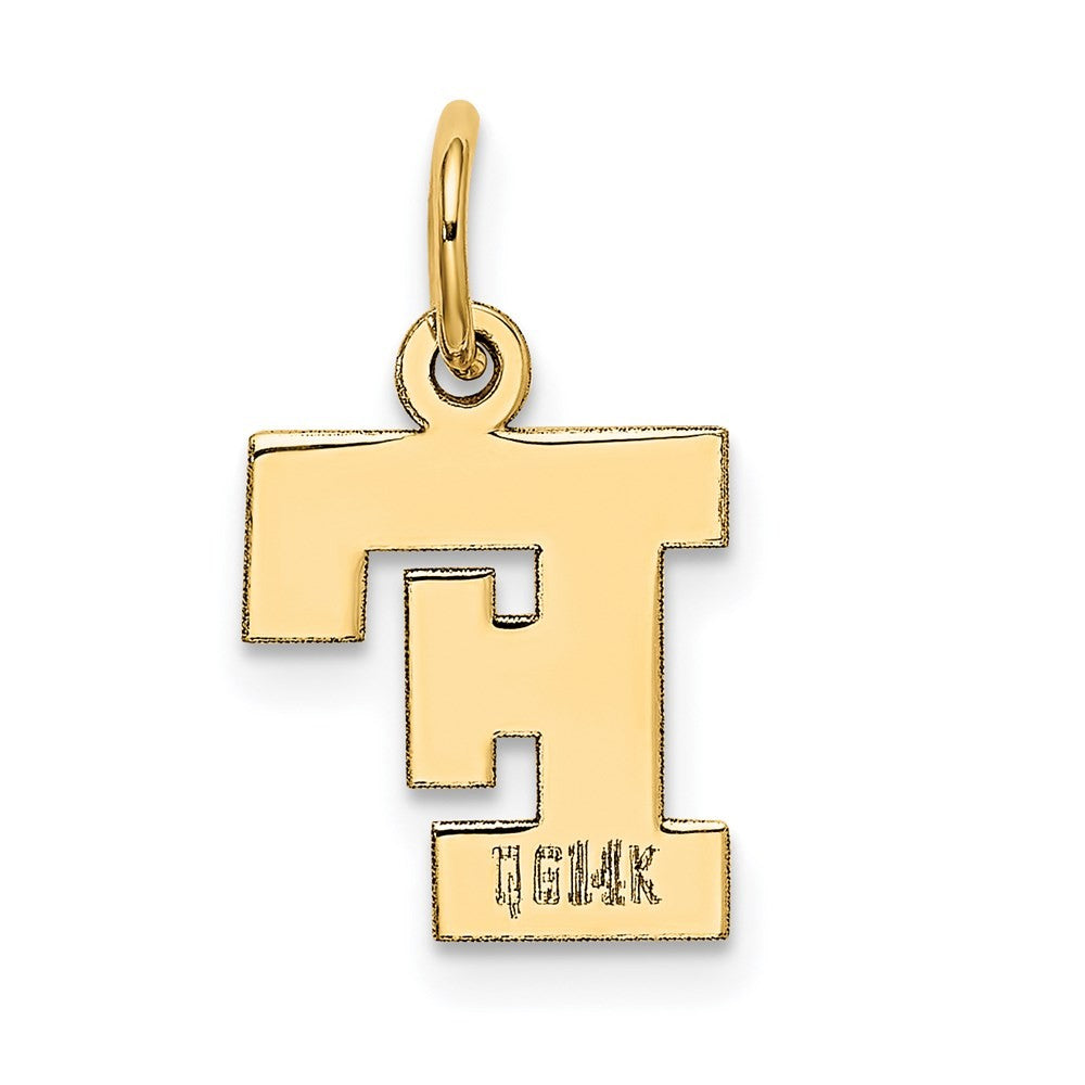 14k Yellow Gold Small Block Letter F Initial Charm Pendant