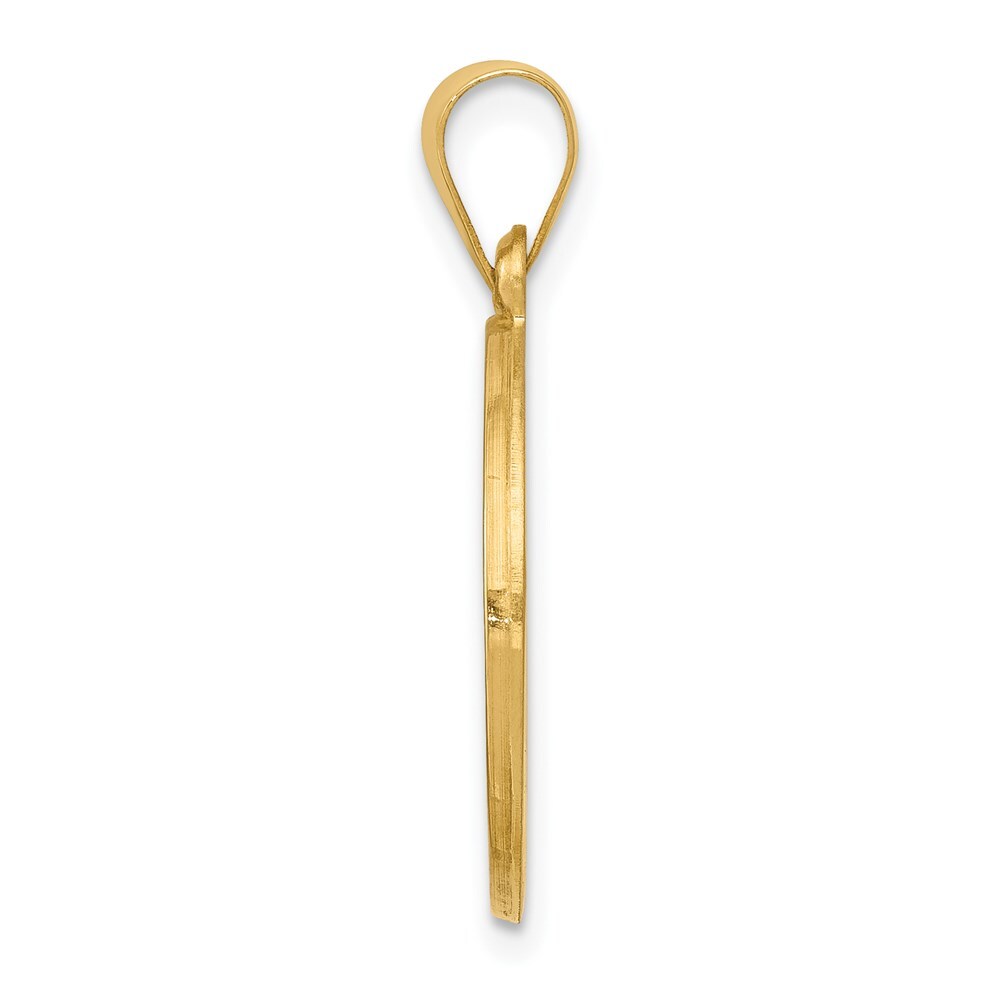 14k Yellow Gold Polished and Satin Our Lady of Lourdes Medal Hollow Pendant