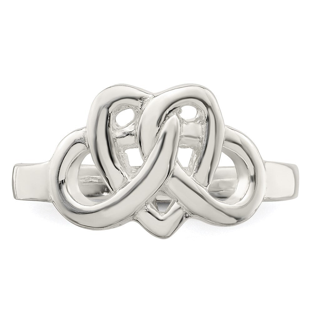 Sterling Silver Fancy Celtic Heart Pattern Woven Ring Size 7