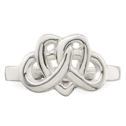 Sterling Silver Fancy Celtic Heart Pattern Woven Ring Size 7