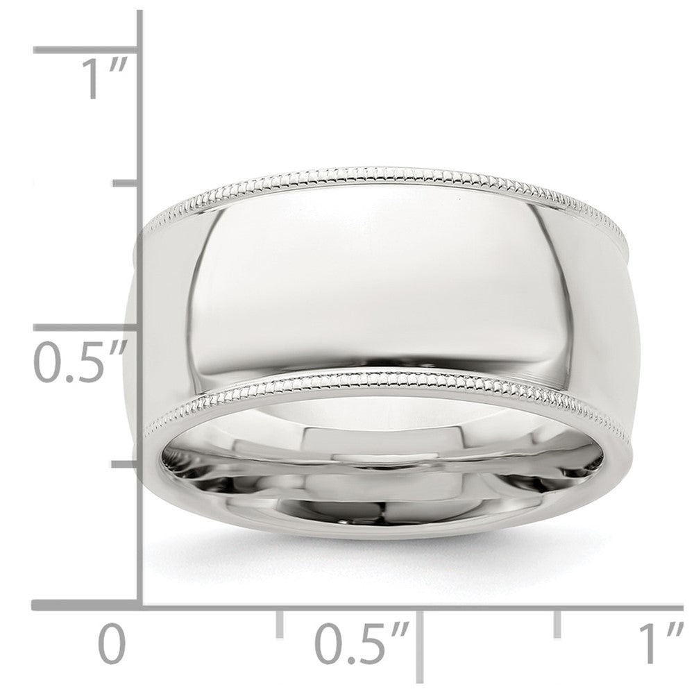 Sterling Silver 10mm Comfort Fit Half Round Milgrain Size 9 Band