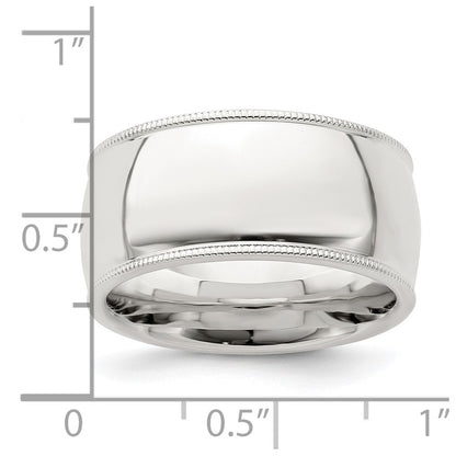Sterling Silver 10mm Comfort Fit Half Round Milgrain Size 9 Band