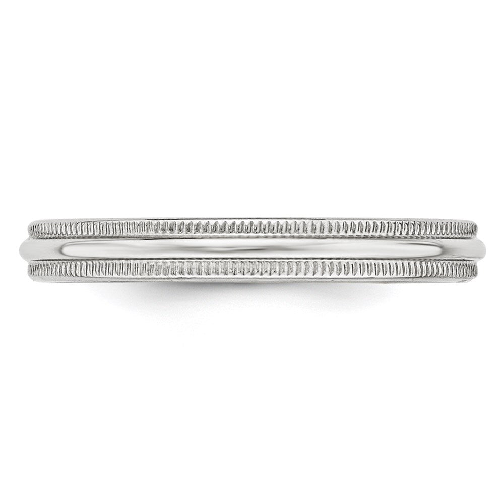 14k White Gold 3mm Milgrain Half Round Wedding Band Size 6
