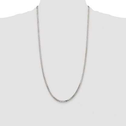 Sterling Silver Rhodium-plated 2.9mm 8 Sided Diamond-cut Box Chain