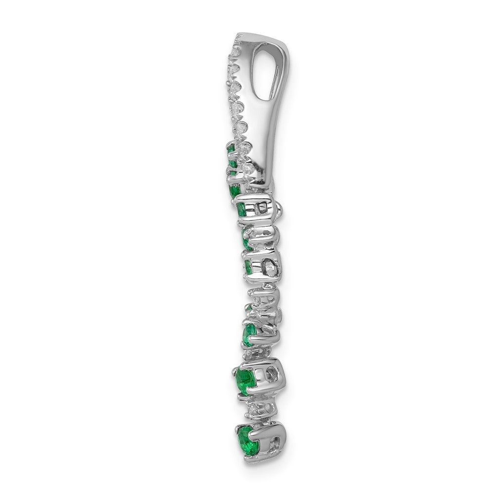 14k White Gold Fancy Diamond and Emerald Chain Slide