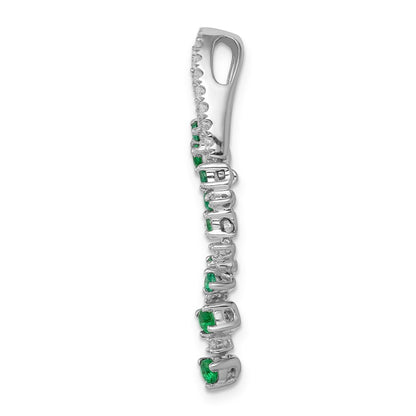 14k White Gold Fancy Diamond and Emerald Chain Slide