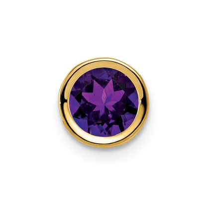 14k Yellow Gold 6mm Round Amethyst Bezel Chain Slide