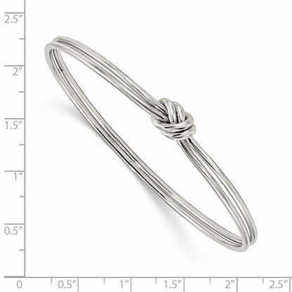 Sterling Silver Rhodium-plated Polished Knot Slip on Bangle