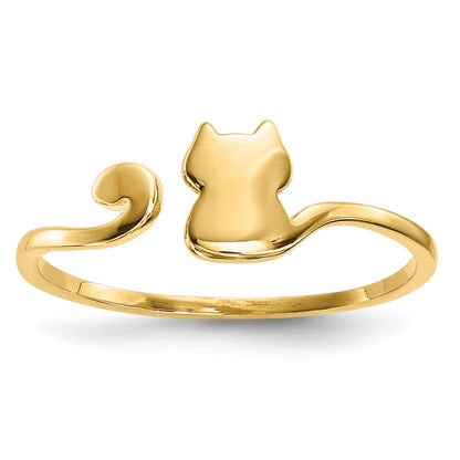 14K Yellow Gold Gold Polished Cat Adjustable Cuff Ring Size 7