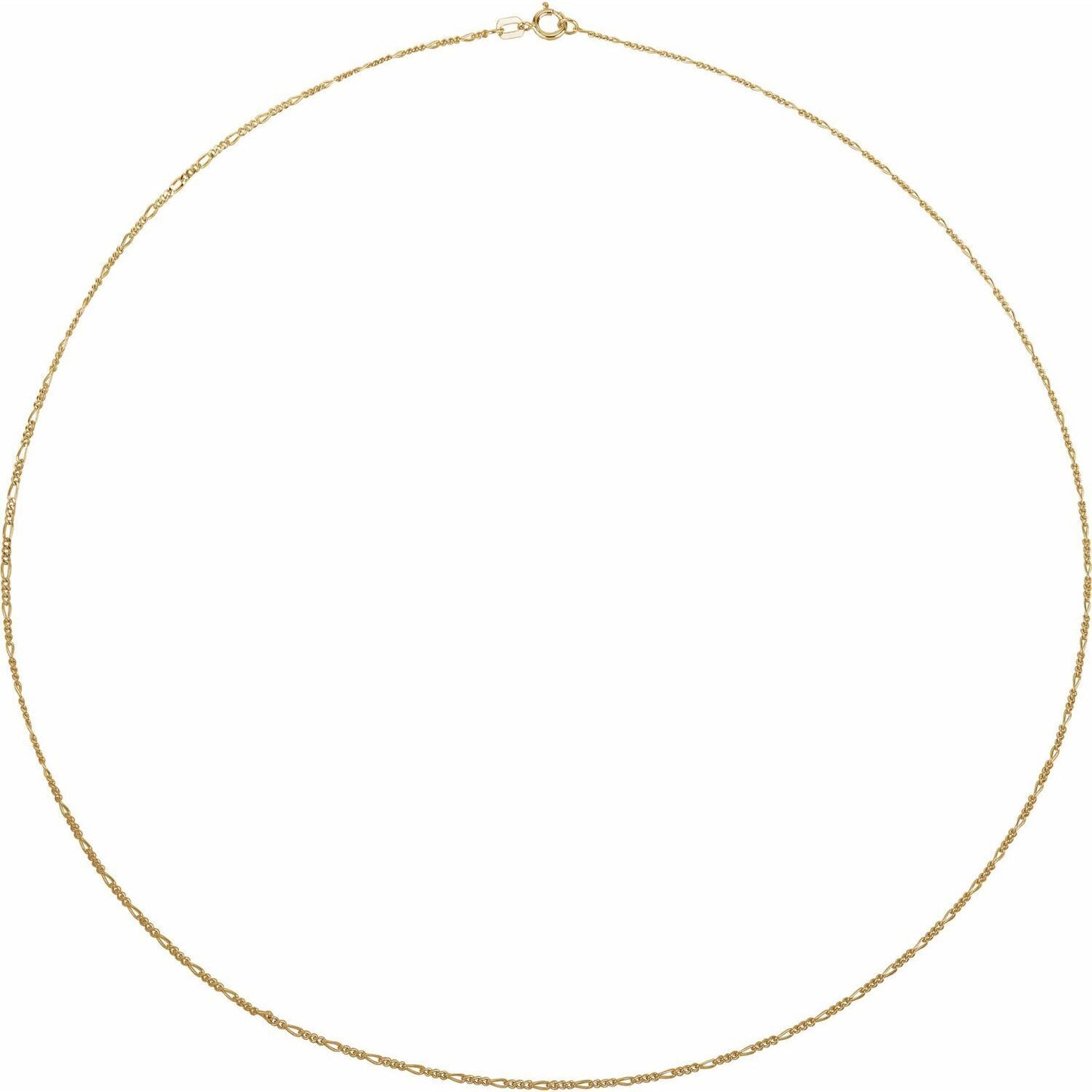 14k Yellow Gold 1.28 mm Figaro 24" Chain Necklace Fine Gift for Women