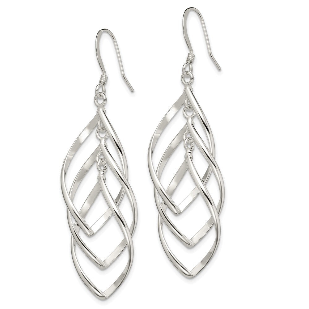 Sterling Silver Polished & Twisted Dangle Earrings