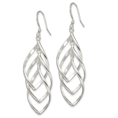 Sterling Silver Polished & Twisted Dangle Earrings