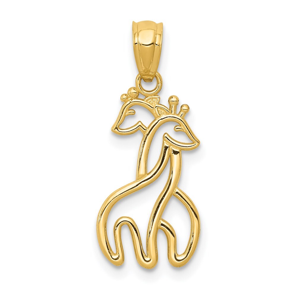 14k Yellow Gold Polished Interlocking Giraffes Pendant for Women