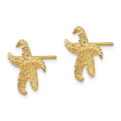 14k Yellow Gold Starfish Stud Earrings Gift for Women