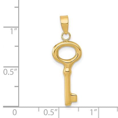 14k Yellow Gold Polished 3-D Key Charm