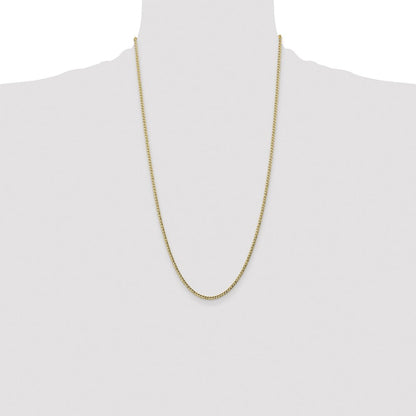 14k Yellow Gold 26 inch 2.5mm Semi-Solid Curb with Lobster Clasp Chain