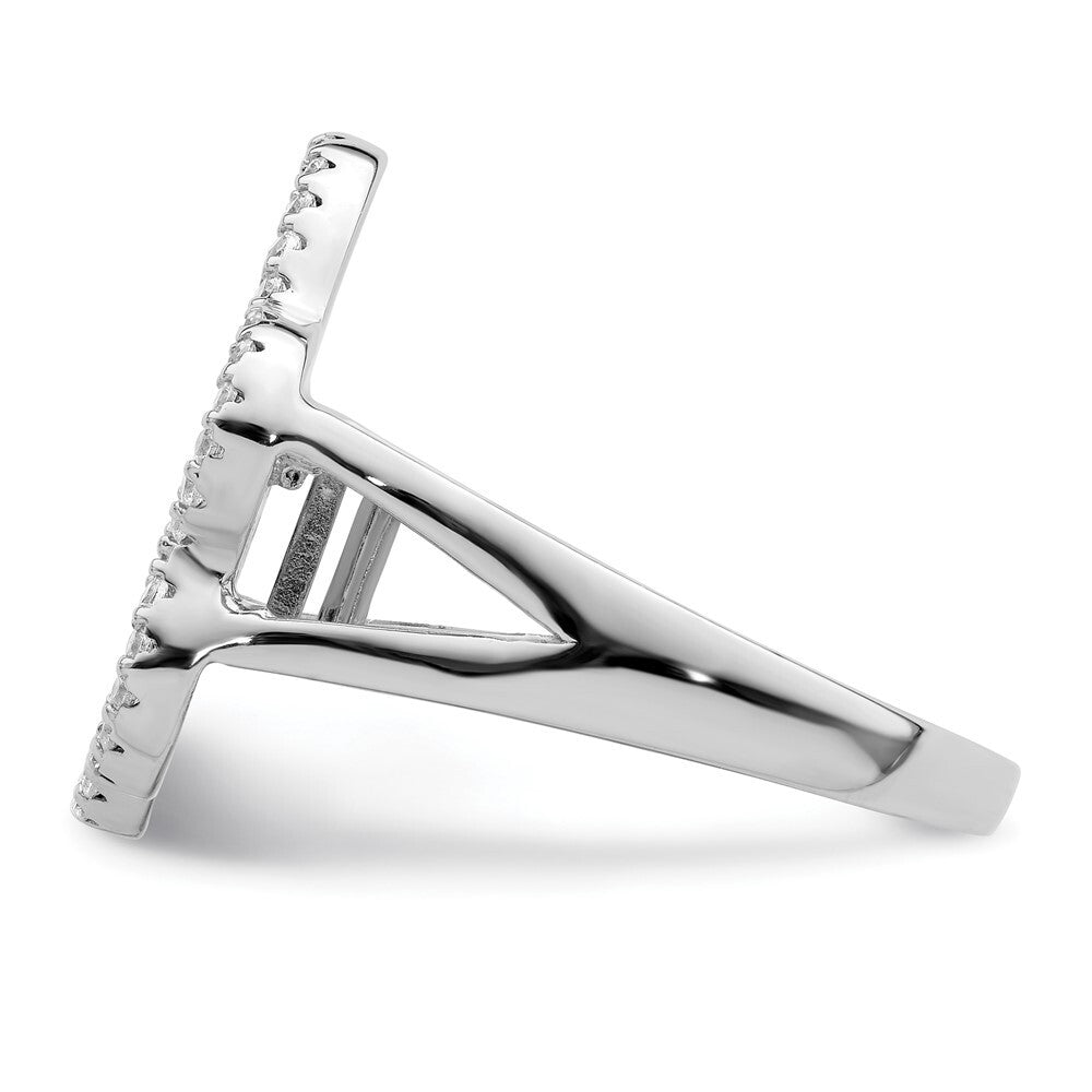 Sterling Silver Rhodium-plated Polished CZ Paw Print Ring Size 8