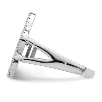 Sterling Silver Rhodium-plated Polished CZ Paw Print Ring Size 8