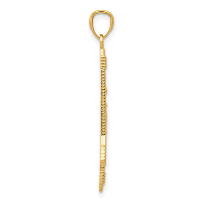 14k Yellow Gold Gold Polished and Textured Bow and Arrow Pendant for Women