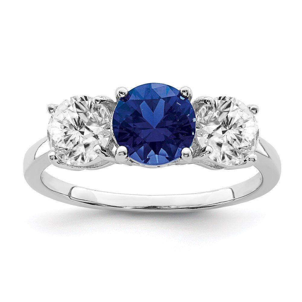 Sterling Silver Lab Created Spinel/Cubic Zirconia 3 Stone Ring SZ 7