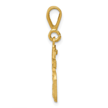 14k Yellow Gold Small Brushed Diamond-cut Number 15 Charm Pendant for Women