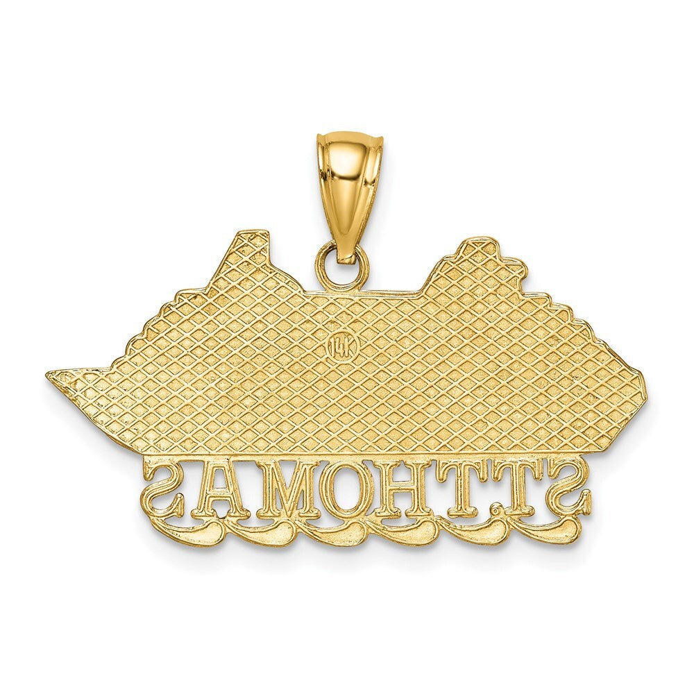14k Yellow Gold ST. THOMAS Cruise Ship Charm Pendant for Women