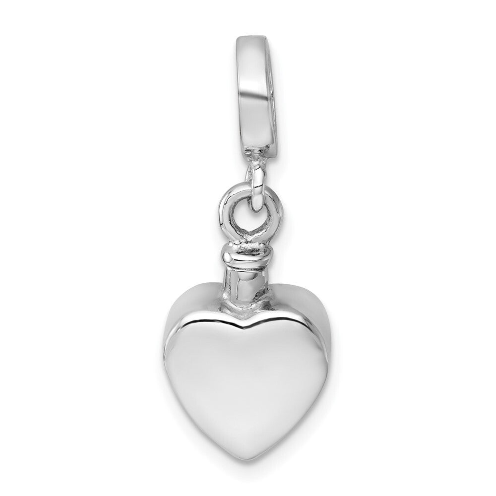 Sterling Silver Rhodium-plated Polished Heart Ash Holder Pendant