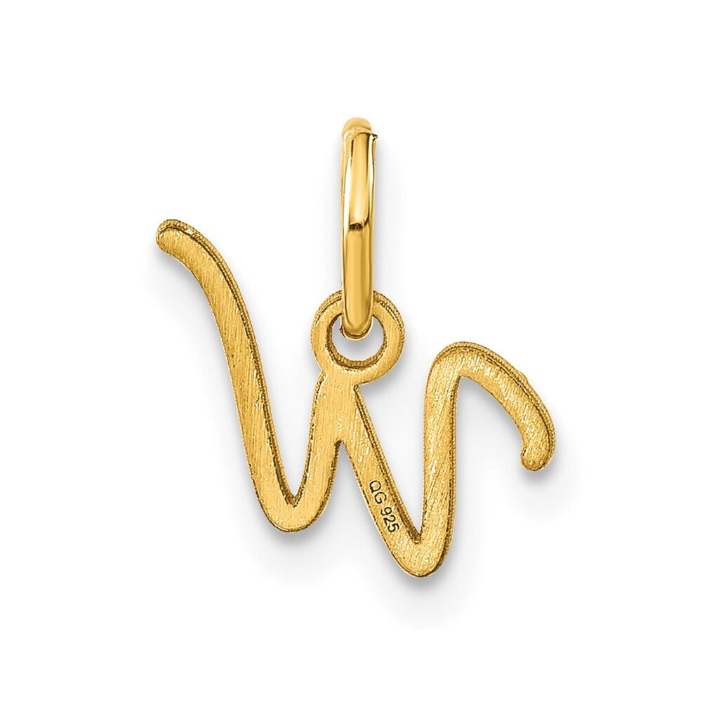 14k Yellow Gold Upper case Letter W Initial Charm Pendant for Women