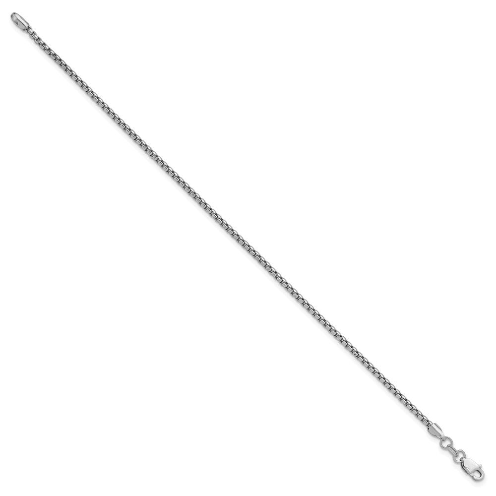 14K White Gold 8 inch 1.75mm Semi-Solid Round Box Bracelet