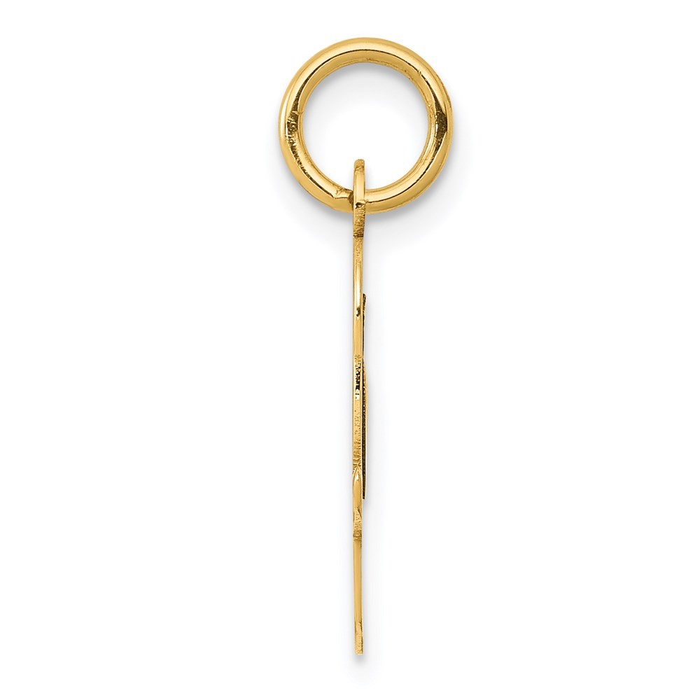 14k Yellow Gold Medium Script Letter O Initial Charm Pendant