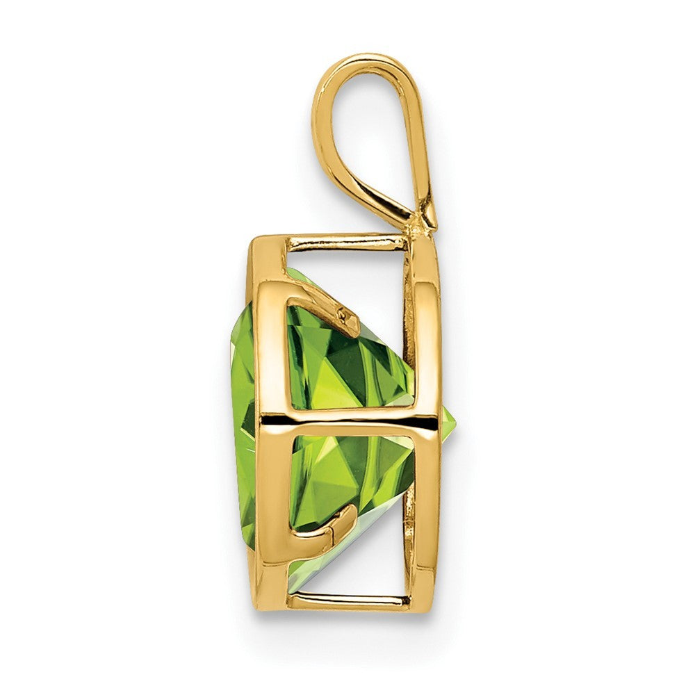 14k Yellow Gold 8mm Round Peridot Bezel Pendant