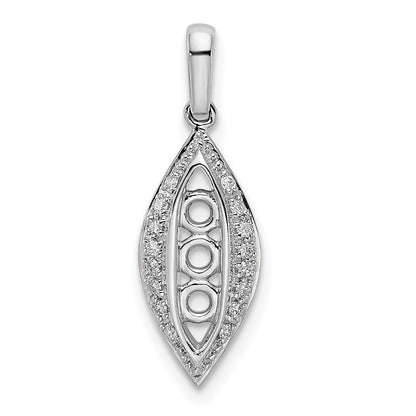14k White Gold Family Jewelry Diamond Semi-Set Pendant for Women
