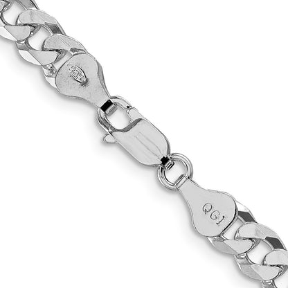 Sterling Silver Rhodium-plated 6mm Beveled Curb Chain Necklace