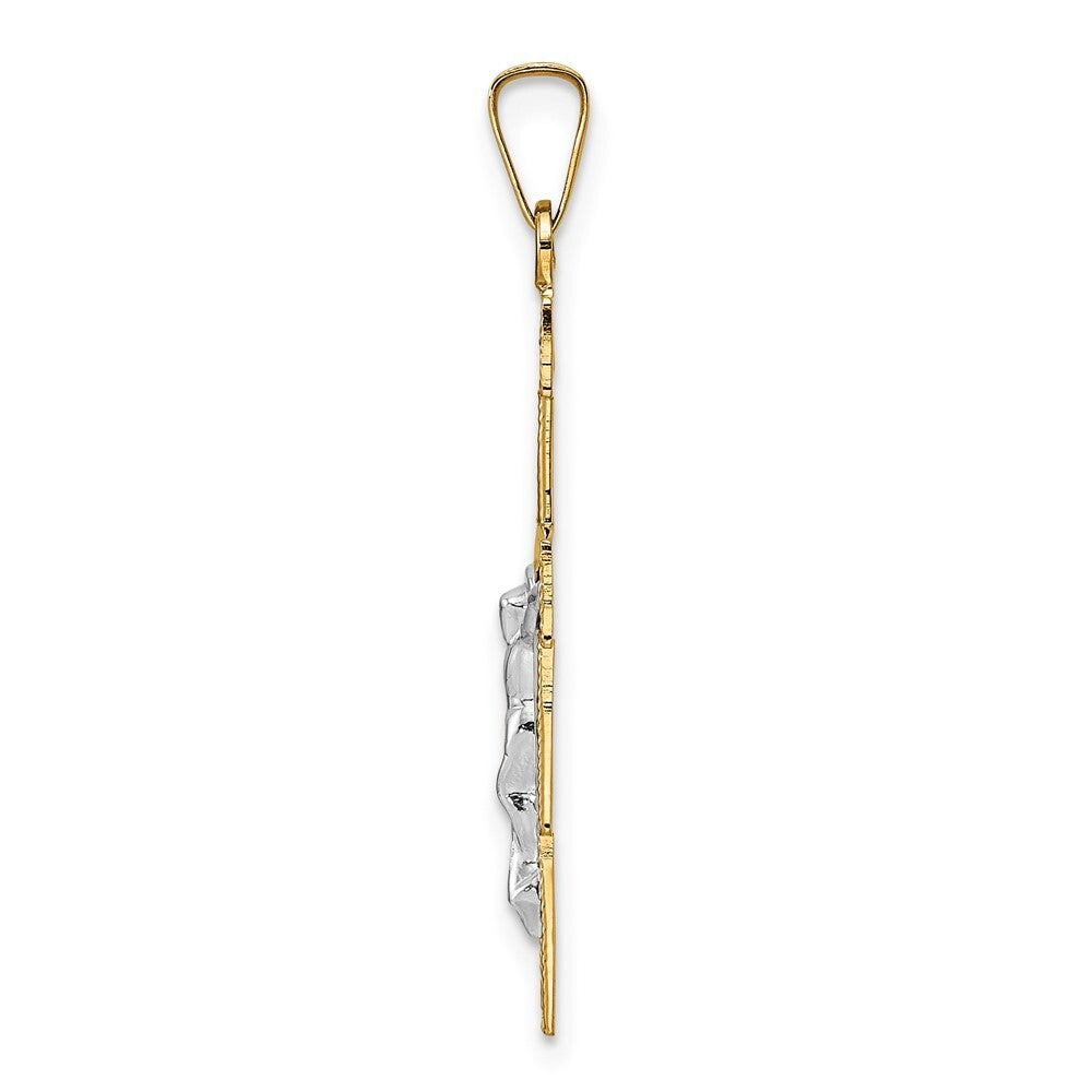 14k Two-tone Gold Solid Crucifix Pendant for Women