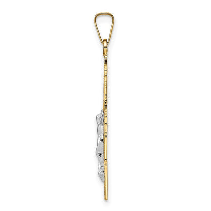 14k Two-tone Gold Solid Crucifix Pendant for Women