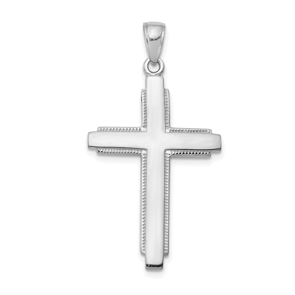 14k White Gold Solid Cross Pendant for Women