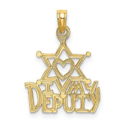 14k Yellow Gold I HEART MY DEPUTY Charm
