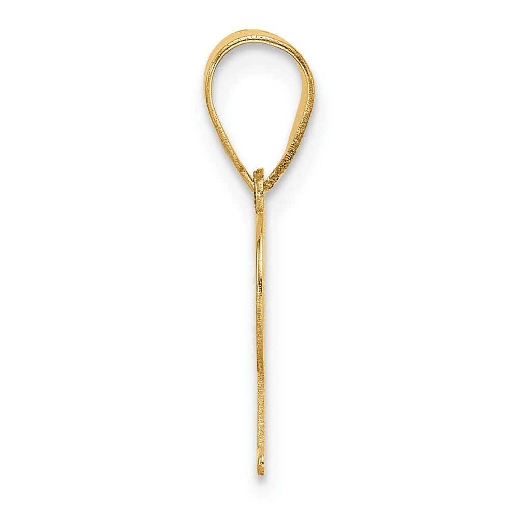 14k Yellow Gold Polished Etched Letter P Initial Pendant for Women
