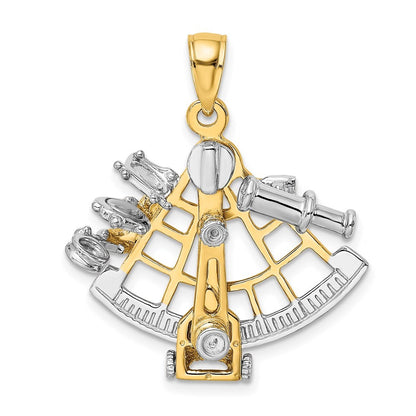 14k Two-Tone Gold 3-D Moveable Sextant Charm