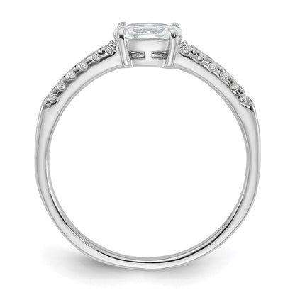Sterling Silver Rhodium-plated Oval Cubic Zirconia Ring Size 6