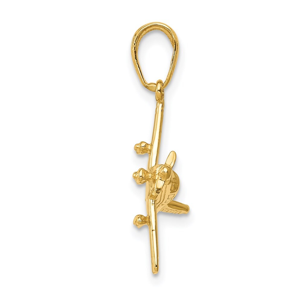 14k Yellow Gold 3-D Low-Wing Airplane Pendant for Women