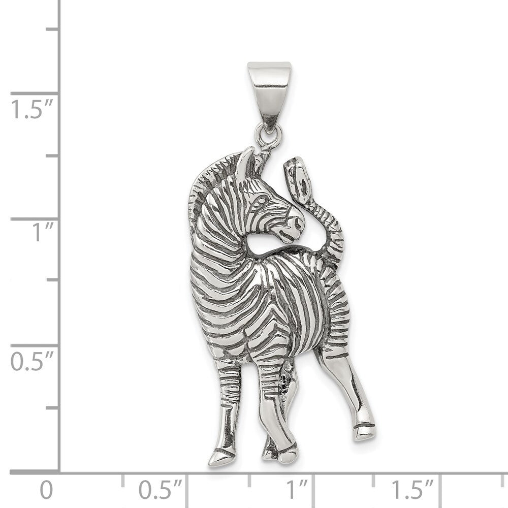 Sterling Silver Antiqued Zebra Pendant Holiday Gift for Women