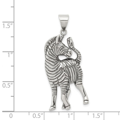 Sterling Silver Antiqued Zebra Pendant Holiday Gift for Women